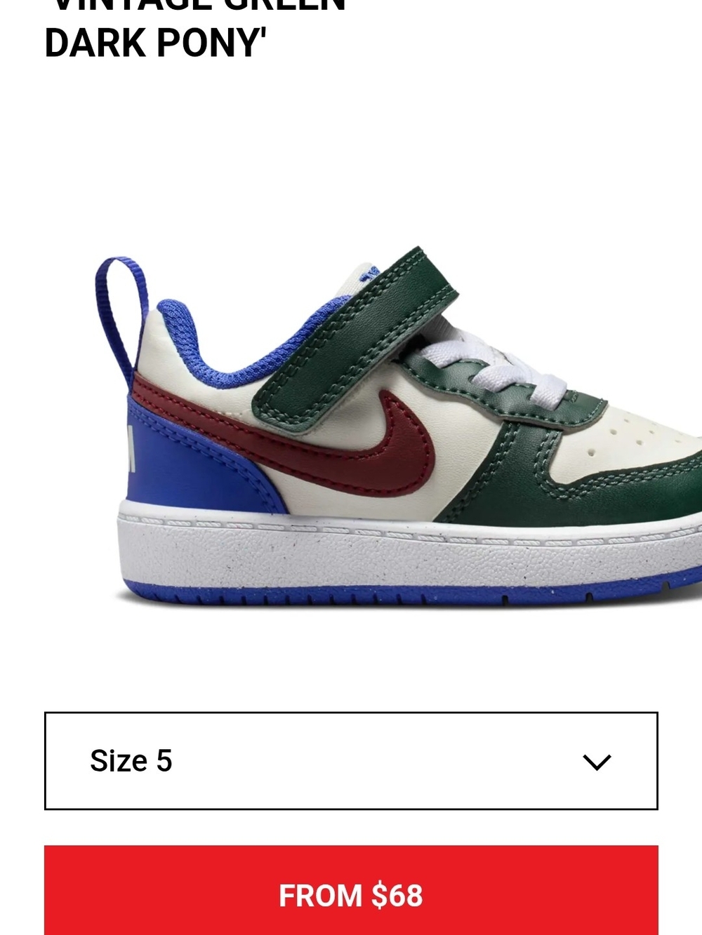 Nike Kids Low-Top Sneaker in Green, Blue & Burgundy